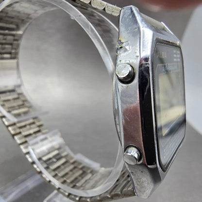Seiko Alba Watch Men 34mm Silver Digital Alarm Chronograph Y789-5500 PARTS VTG4