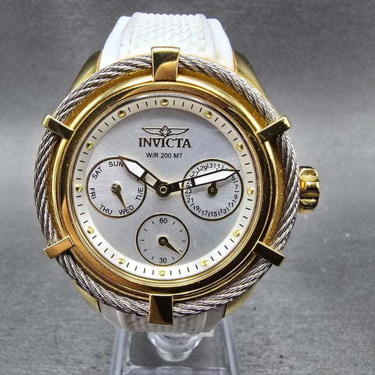 Invicta Bolt Watch Women 39mm Silver Dial Gold Tone Daydate 24456 New Battery0