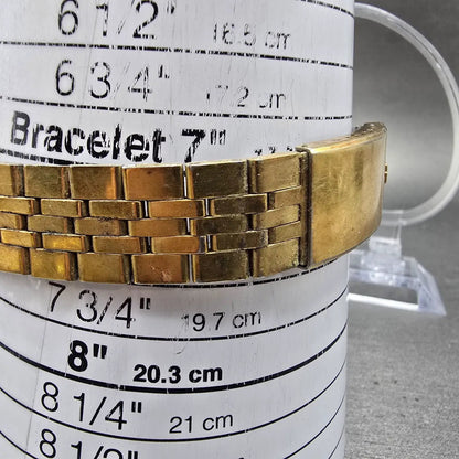 Bulova Automatic Watch Men 35mm Silver Dial Gold Tone Daydate Round N7 PARTS VTG12