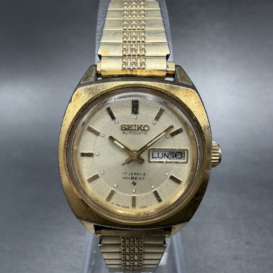 Seiko Automatic Watch Women 24mm Champagne Dial gold Tone Daydate 2906-0140 Runs0