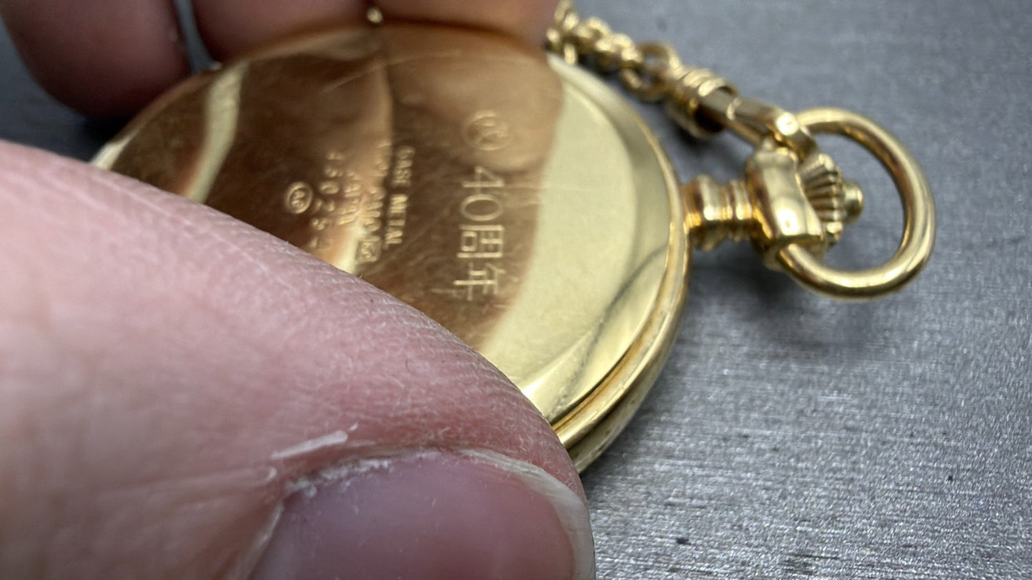 Seiko Alba Success Pocket Watch Men 42mm White Dial Gold Tone V701-0A10 New Batt11