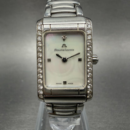 Maurice Lacroix Fiaba Tank Watch Women 19mm MOP Dial Steel Diamonds New Battery0