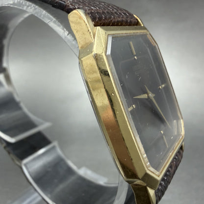 Seiko Tank Watch Men 26mm Brown Dial Gold Tone Hexagon 5P30-5079 PARTS4