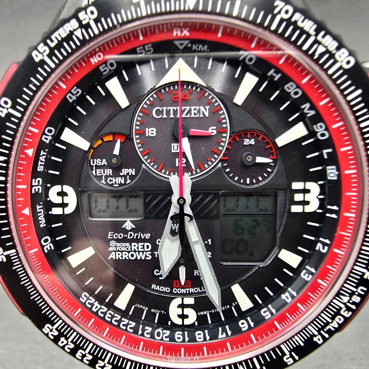 Citizen Skyhawk Red Arrows Watch Men 45mm Black Dial Steel Red Eco-Drive Works2