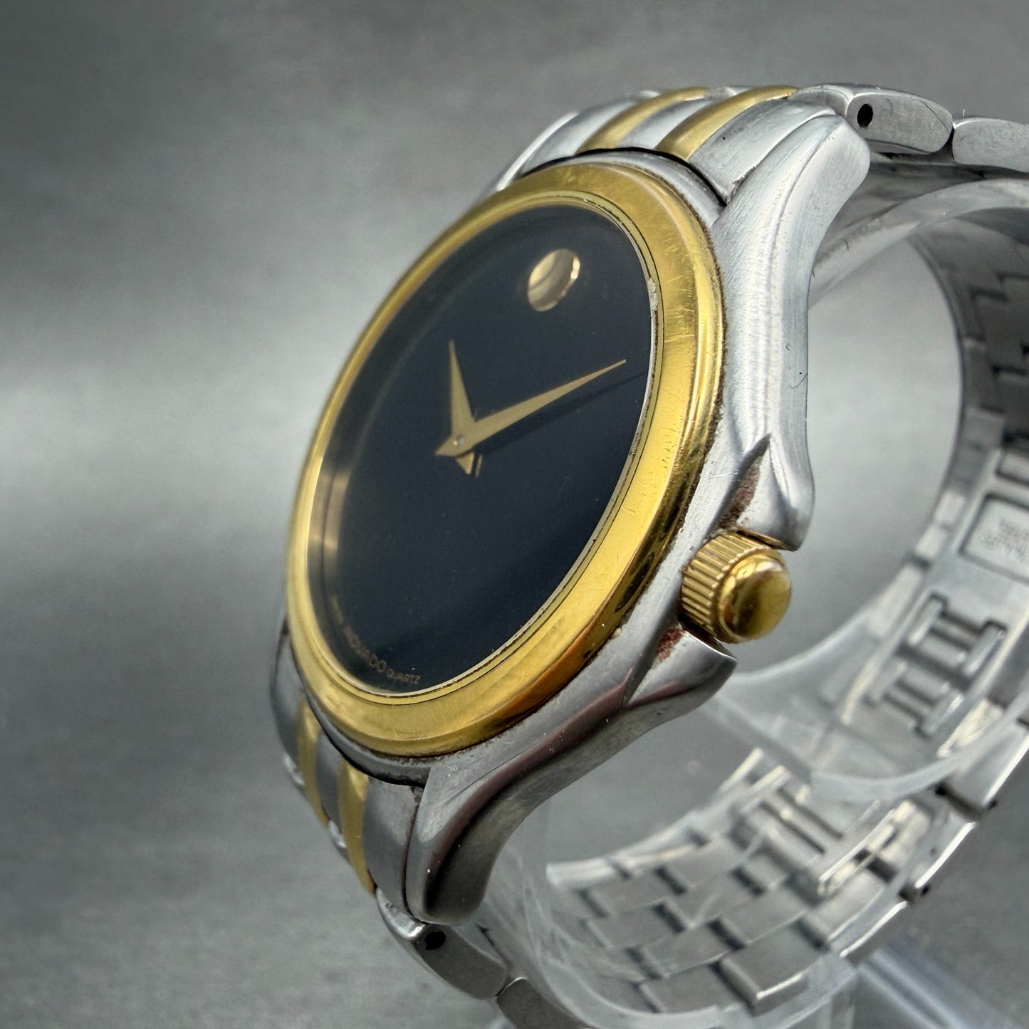 Movado Museum Watch Men 34mm Black Dial Two Tone Round 81-E4-0863 New Battery2