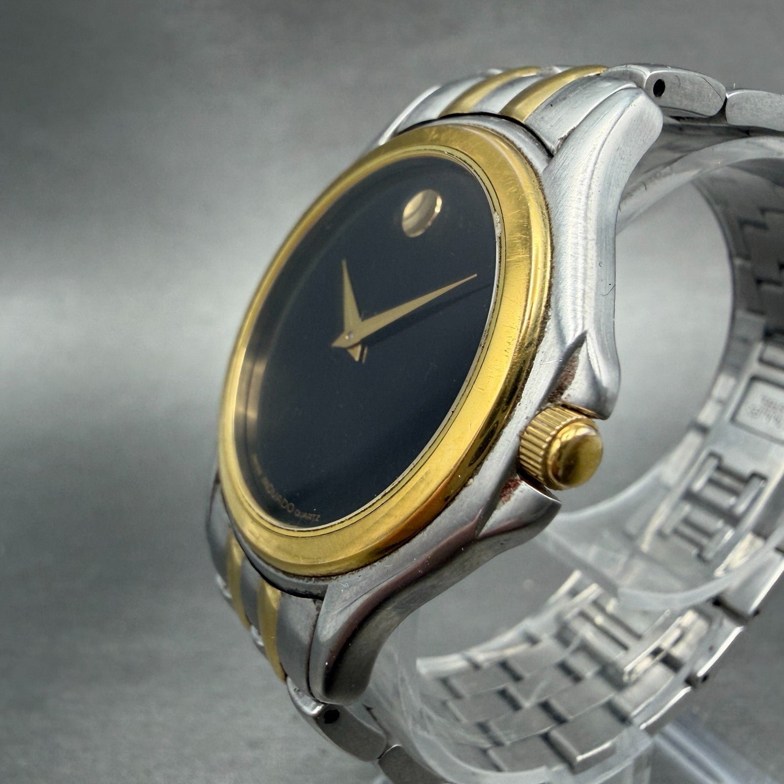 Movado Museum Watch Men 34mm Black Dial Two Tone Round 81-E4-0863 New Battery2
