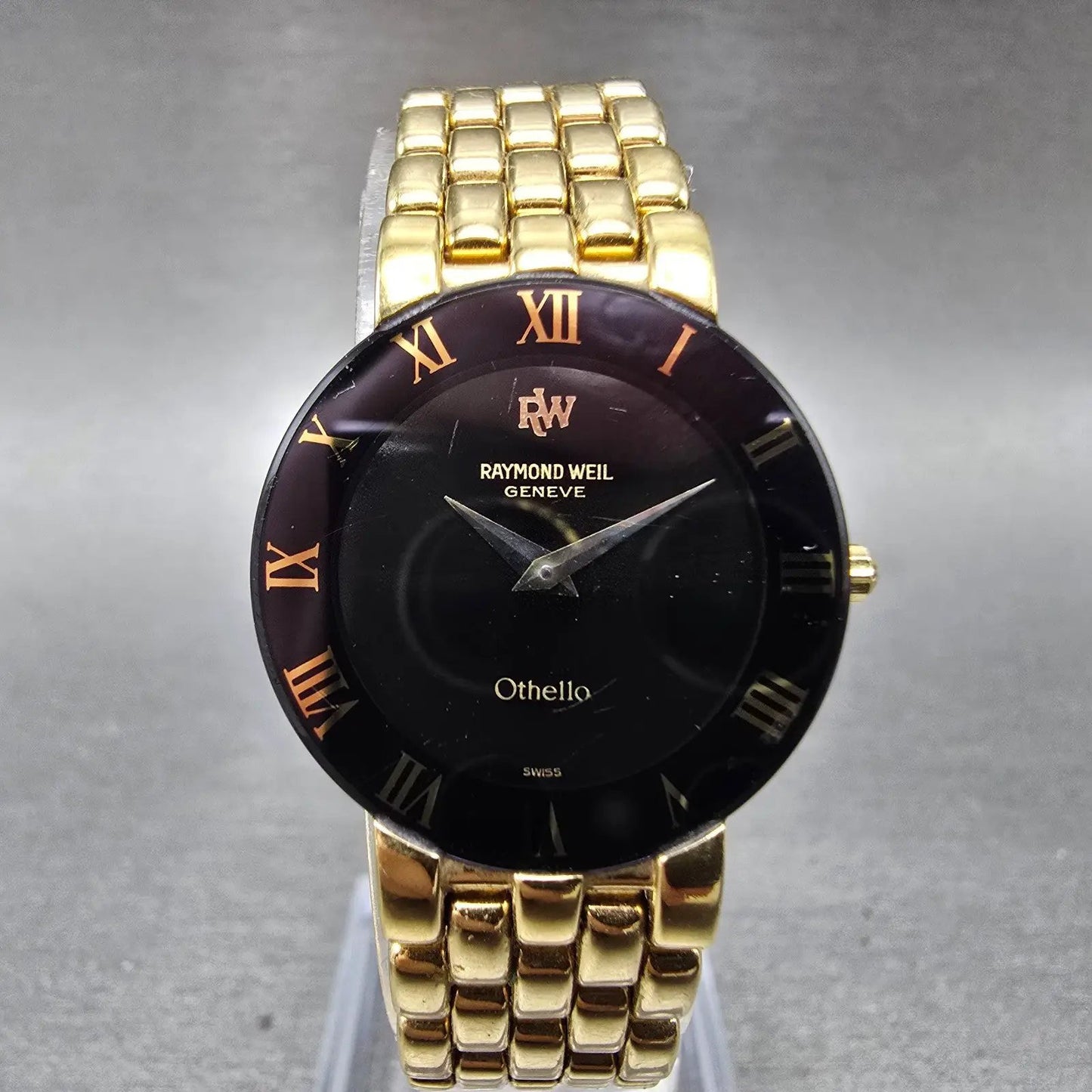 Raymond Weil Othello Watch Women 24mm Black Dial Gold Plated 157 New Battery0