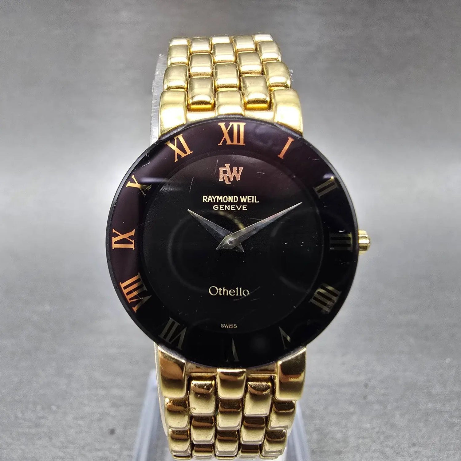 Raymond Weil Othello Watch Women 24mm Black Dial Gold Plated 157 New Battery0