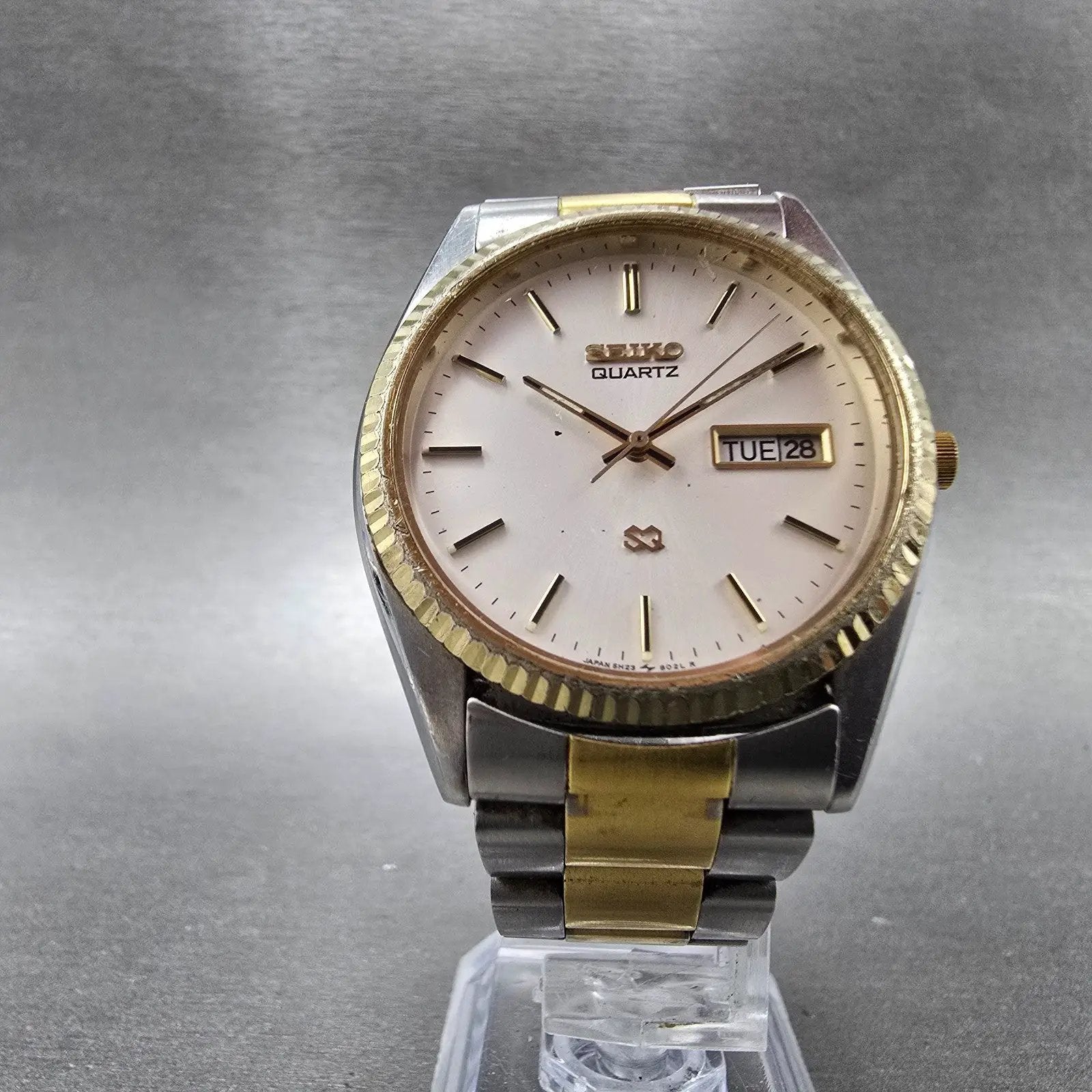 Seiko SQ President Watch Men 36mm Silver Dial Two Tone Daydate 5H23-8020 PARTS6