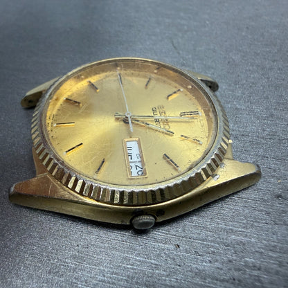 Seiko President Watch Men 37mm Gold Dial Gold Tone Daydate 7N43-8110 PARTS VTG6