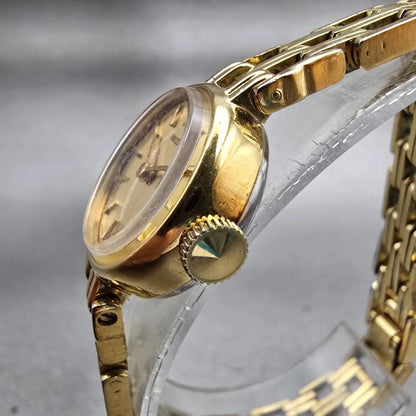 Seiko Watch Women 18mm Gold Dial Gold Tone Round 1100-1400 Manual Wind Vintage2