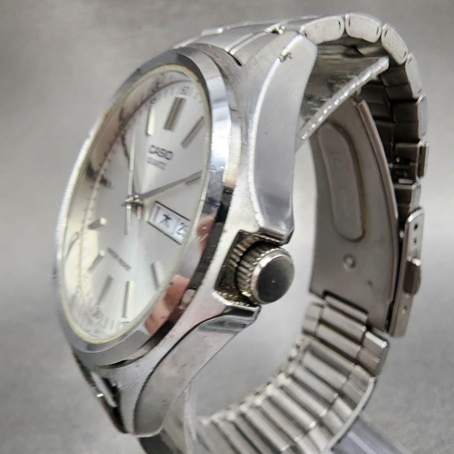 Casio MTP1239 Watch Men 37mm Silver Dial Steel Daydate Round New Battery2