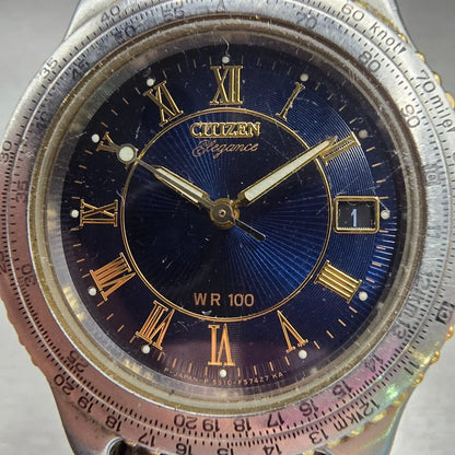 Citizen Elegance Watch Men 36mm Blue Dial Two Tone Date 5510-F52428 New Battery1