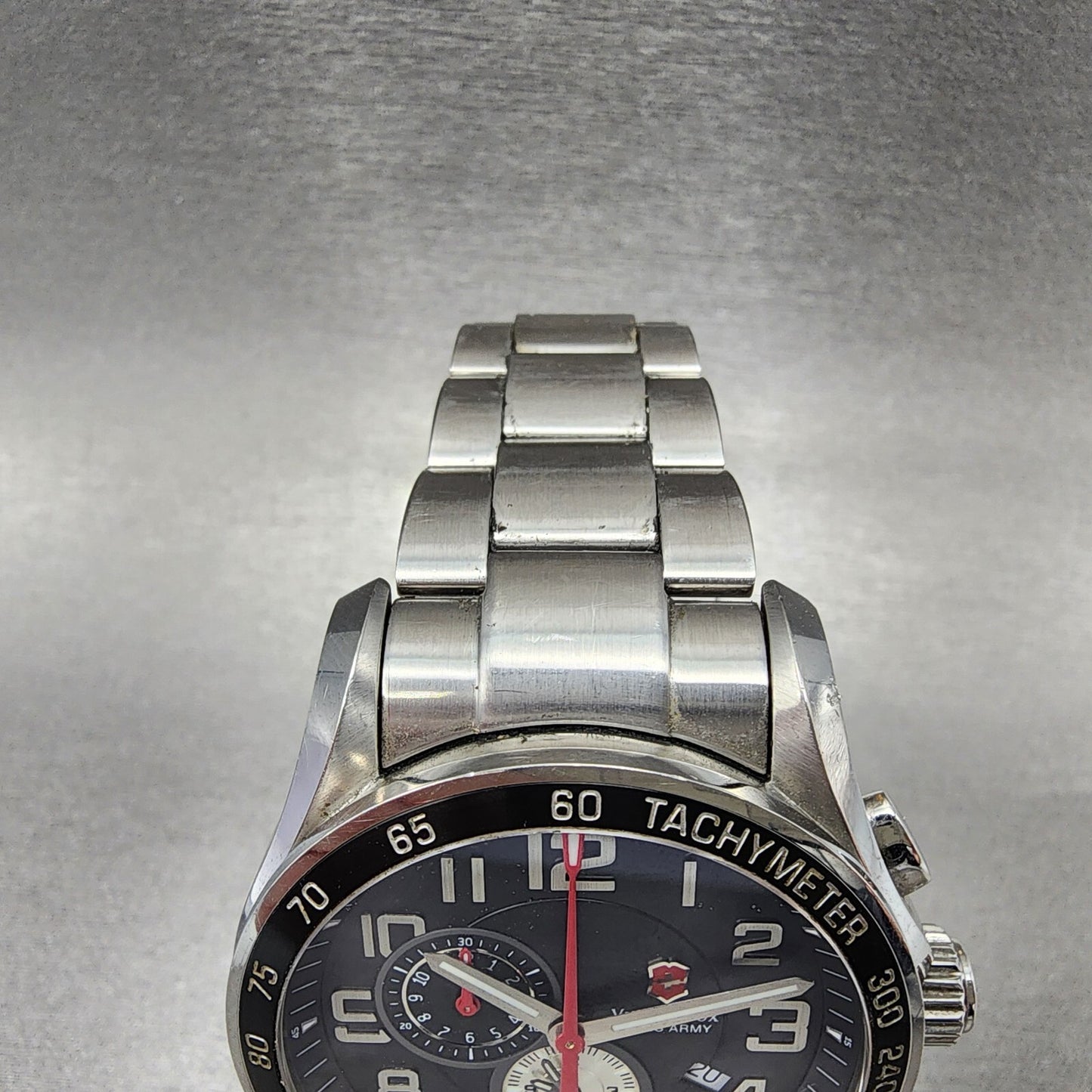 Victorinox Swiss Army XLS Chronograph Watch Men 45mm Black Dial Steel Date Alarm4