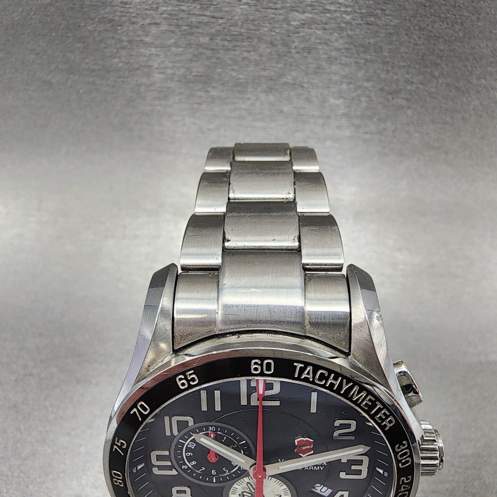Victorinox Swiss Army XLS Chronograph Watch Men 45mm Black Dial Steel Date Alarm4
