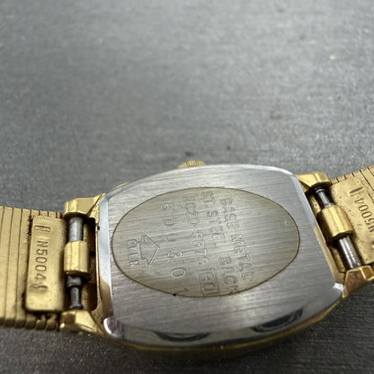 Seiko Tank Watch Women 16mm Champagne Dial Gold Tone 2C206379 New Battery9