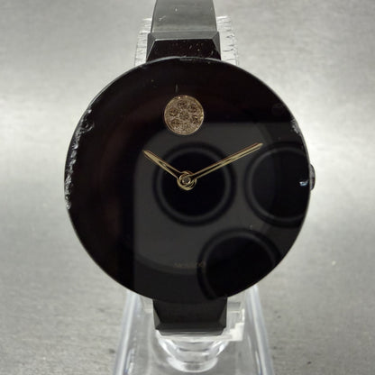 Movado Bold Bangle Watch Women 28mm MOP Dial Black Tone Round 3600775 CHIPPED!!!3