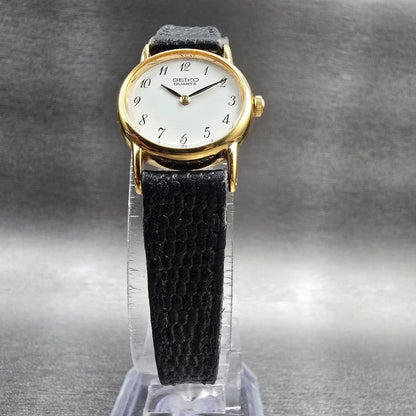 Seiko Watch Women 20mm White Dial Gold Tone Round 2Y00-0A10 New Battery Vintage5