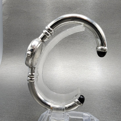 Movado Bareleto Watch Women 24mm Black Dial Stainless Steel Round Bangle New Bat6