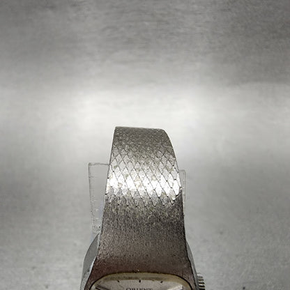Orient Tank Watch Women 19mm White Dial Silver Tone Manal Wind Rectangle Runs4