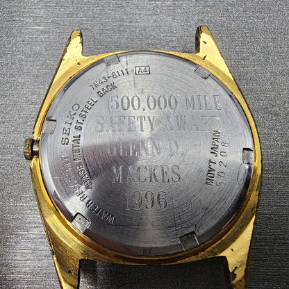 Seiko President Watch Men 36mm Gold Dial Gold Tone Daydate 7N438111 PARTS7