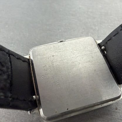 Seiko Watch Men 28mm Black Dial Silver Tone Square Vintage 7820-5410 New Battery9
