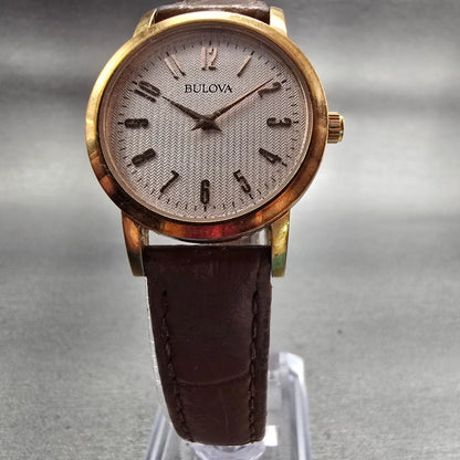 Bulova Watch Women 27mm White Dial Gold Tone Round 97L121 New Battery Vintage5