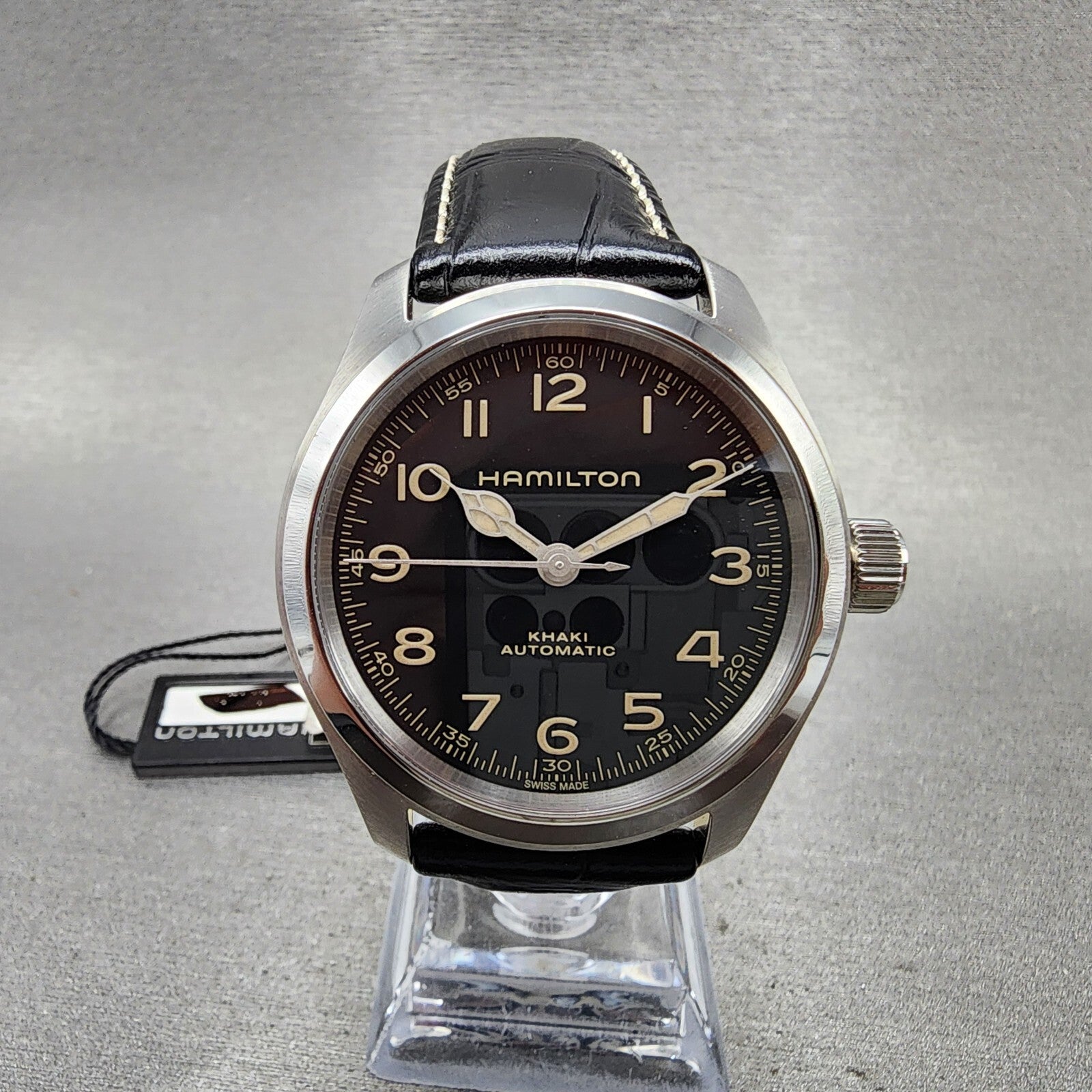 Hamilton Khaki Field Murph Watch Men 38mm Black Dial Steel Automatic H704057300