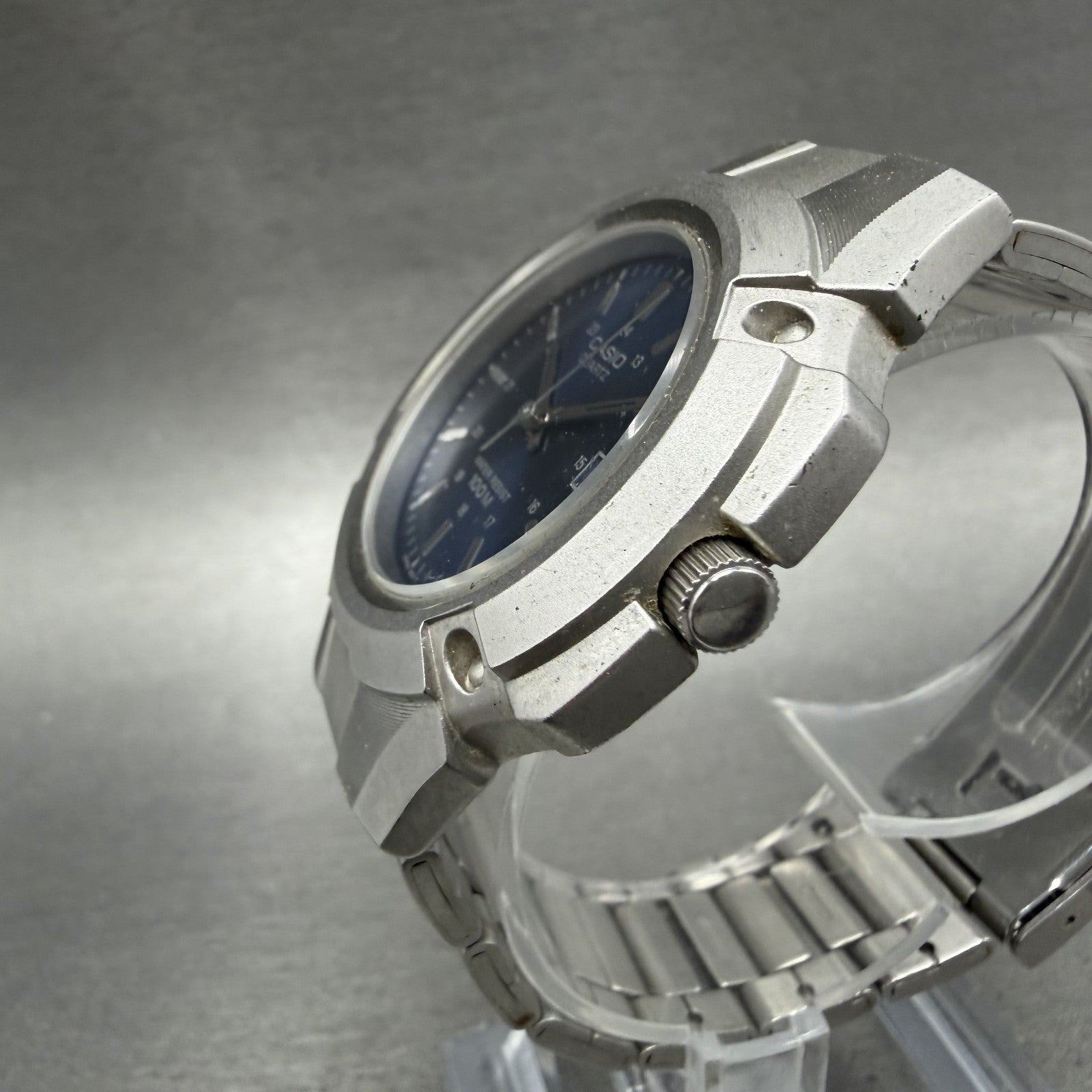 Casio MTP-3036 Watch Men 41mm Blue Dial Silver Tone Date Round New Battery2