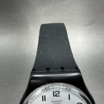 Swatch Once Again Watch Men 34mm White Dial Black Daydate GB743 Round New Batt4