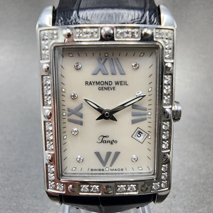 Raymond Weil Tango Tank Watch Women 24mm MOP Dial Steel Diamond New Battery1