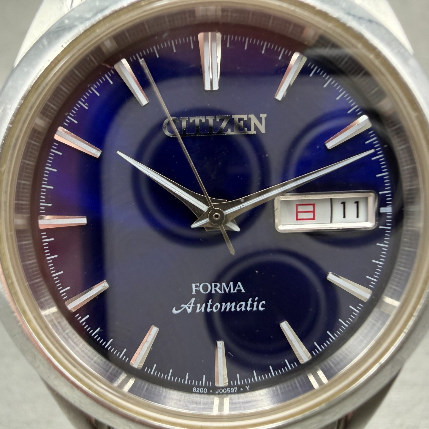 Citizen Forma Automatic Watch Men 37mm Blue dial Silver Tone Daydate READ!! Runs1