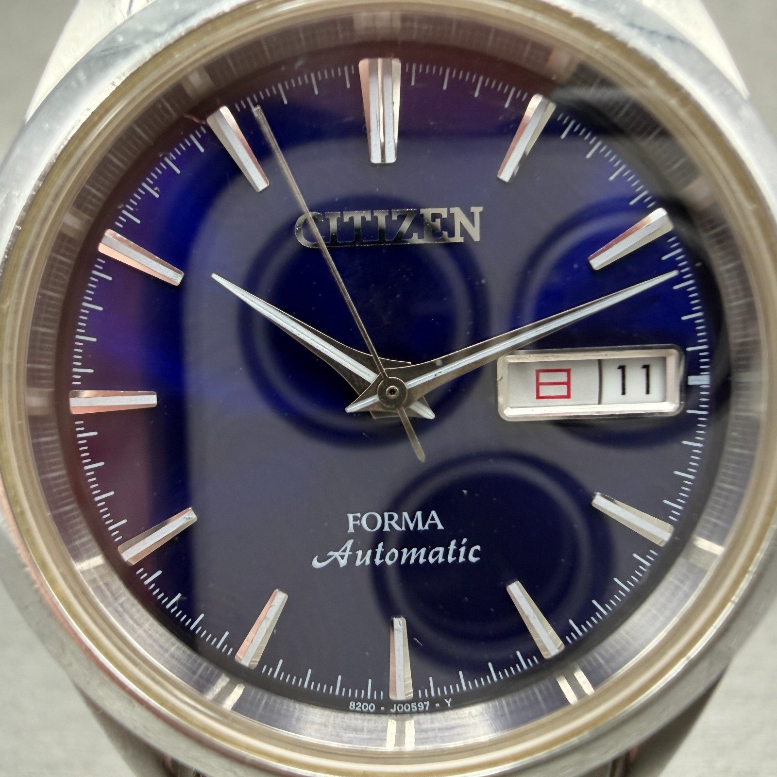 Citizen Forma Automatic Watch Men 37mm Blue dial Silver Tone Daydate READ!! Runs1