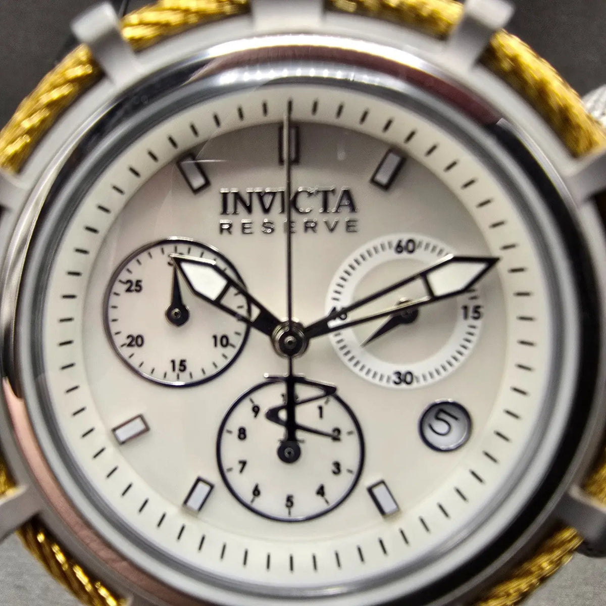 Invicta Reserve Bolt Chrono Watch Women 40mm MOP Dial Steel Date 90009 New Batt1