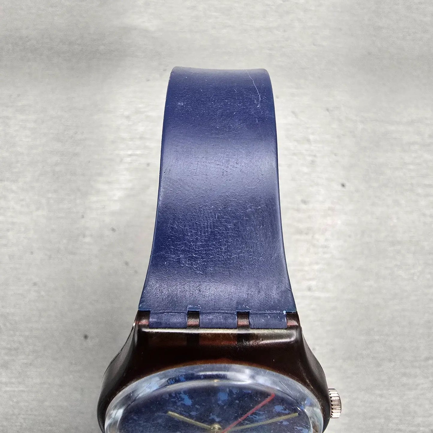 Swatch Gent LAZULI Watch Men 34mm Blue Dial Brown Case GF101 New Battery VTG4
