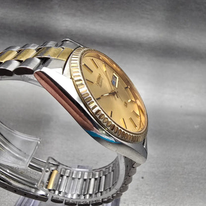 Seiko President Watch Men 36mm Gold Dial Two Tone Daydate 6923-8080 New Battery3