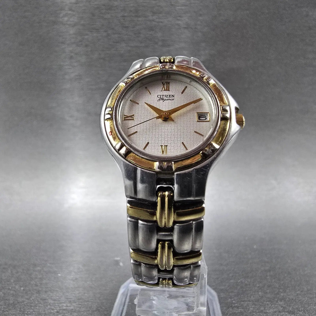 Citizen Elegance Watch Women 25mm Silver Dial Two Tone Date 6010-H04538 New Batt5