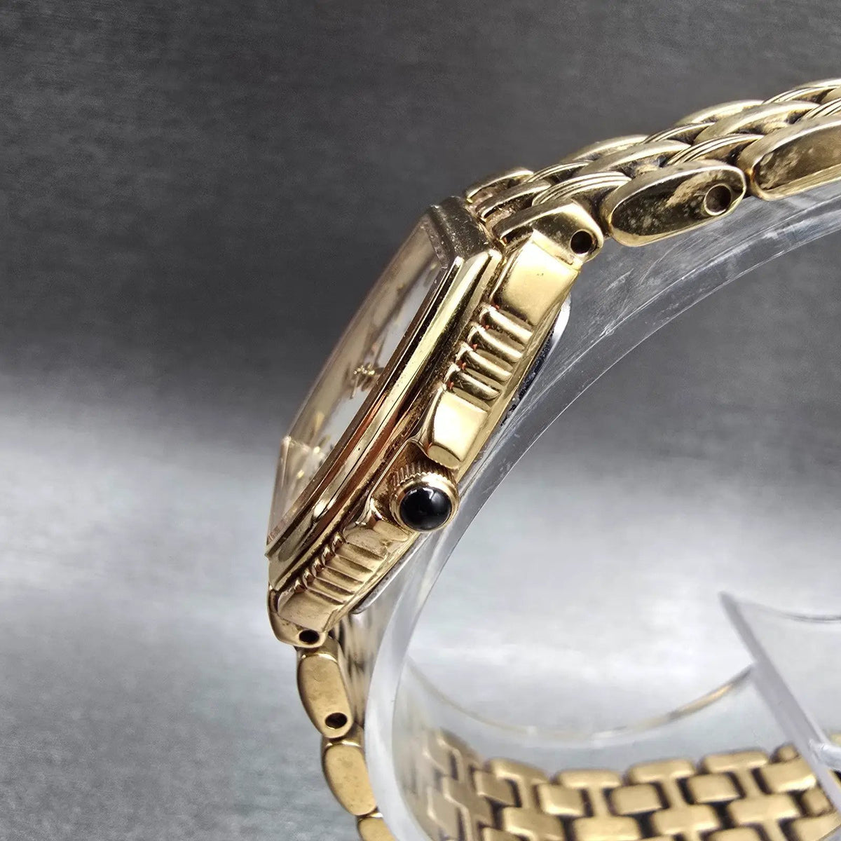 Seiko Watch Women 20mm MOP Dial Gold Tone Gemmed Rectangle 1N01-0HL0 New Battery2