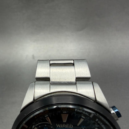Seiko Wired Chronograph Watch Men 43mm Blue Dial Steel Date VK68-KX20 PARTS5
