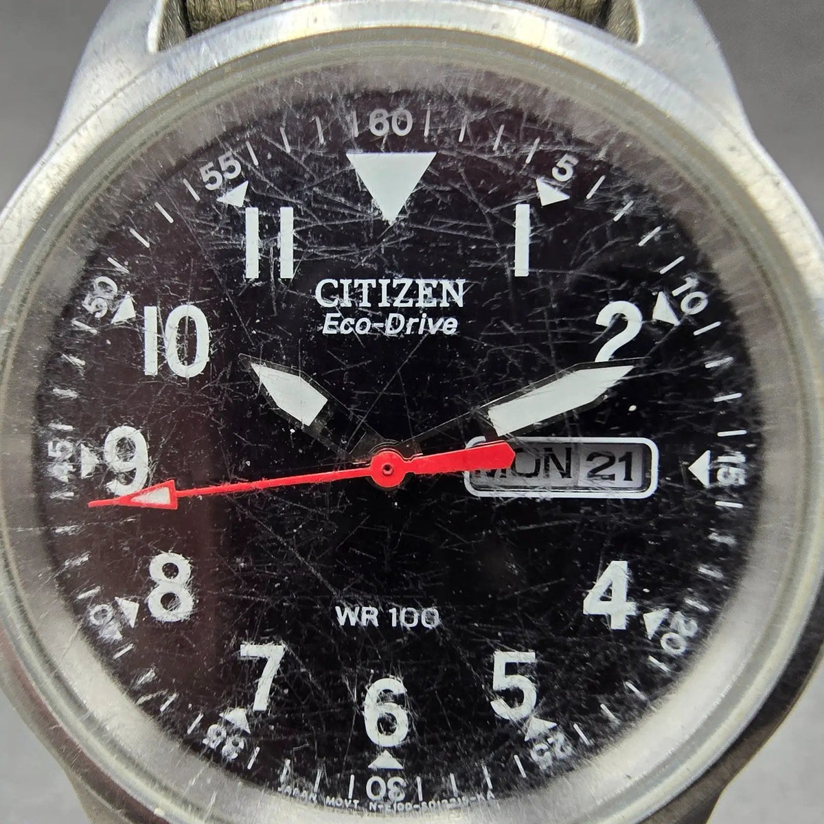 Citizen Eco-Drive Garrison Field Watch Men 37mm Black Dial Steel Daydate Works1