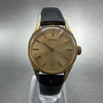 Seiko Watch Women 23mm Gold Dial Gold Tone Round Manual 1104-003J Wind Runs VTG0