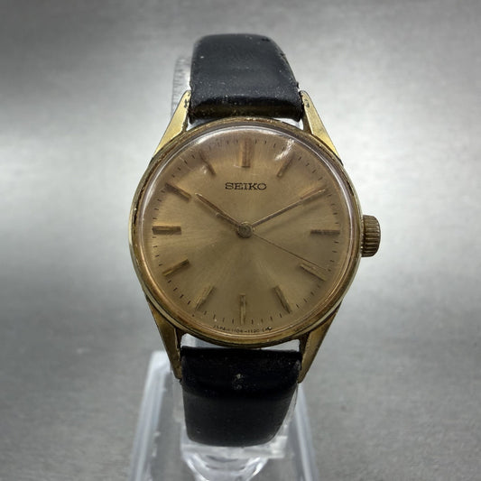 Seiko Watch Women 23mm Gold Dial Gold Tone Round Manual 1104-003J Wind Runs VTG0