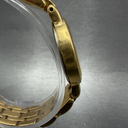 Seiko Watch Women 24mm White Dial Gold Tone Round V700-6389 New Battery ABC3