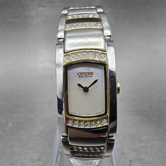 Citizen Tank Watch Women 15mm MOP Dial Two Tone Rectangle G620-S074866 Runs0