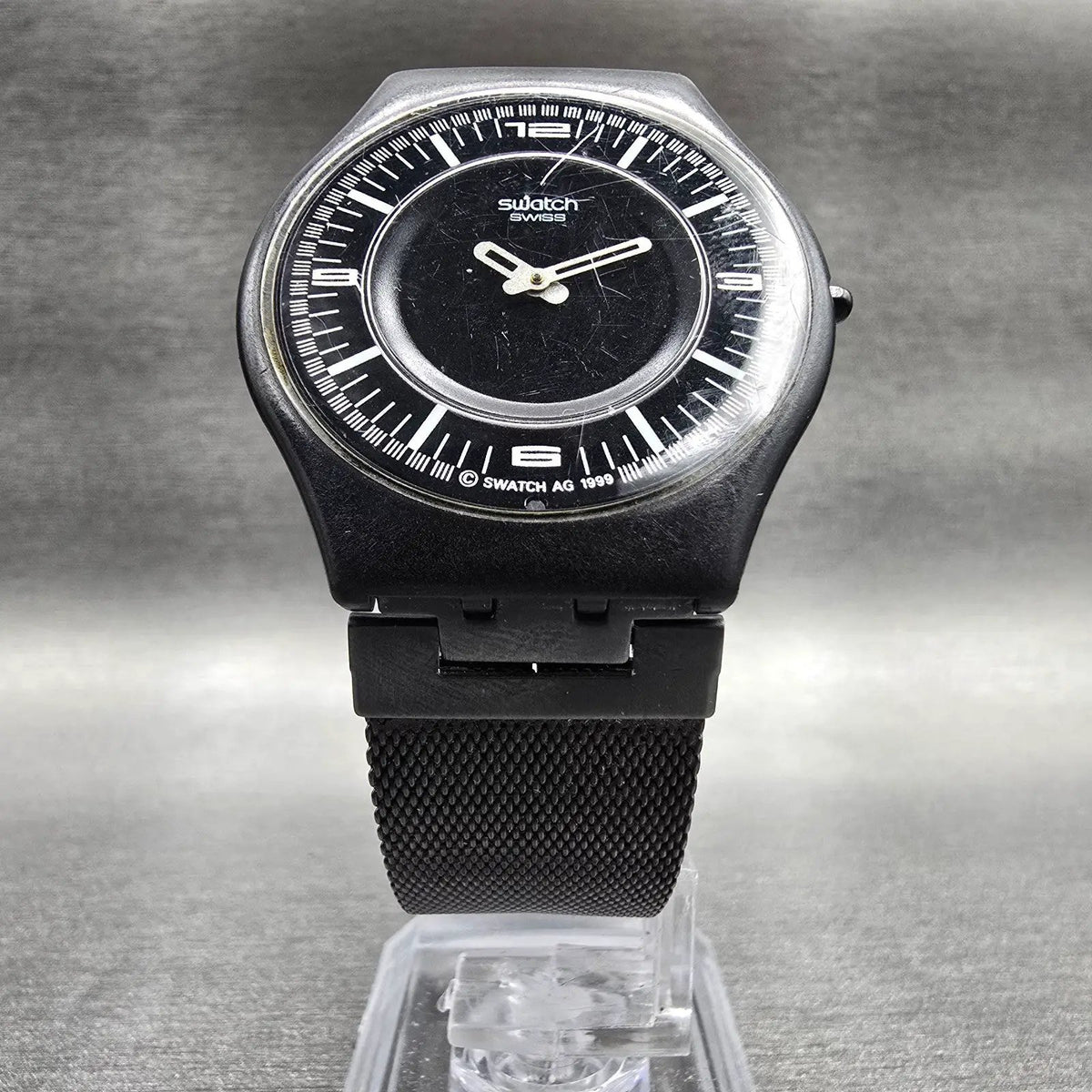 Swatch Noir de Chine Watch Men 34mm Black Dial Black Tone Round SFB107 New Batt5