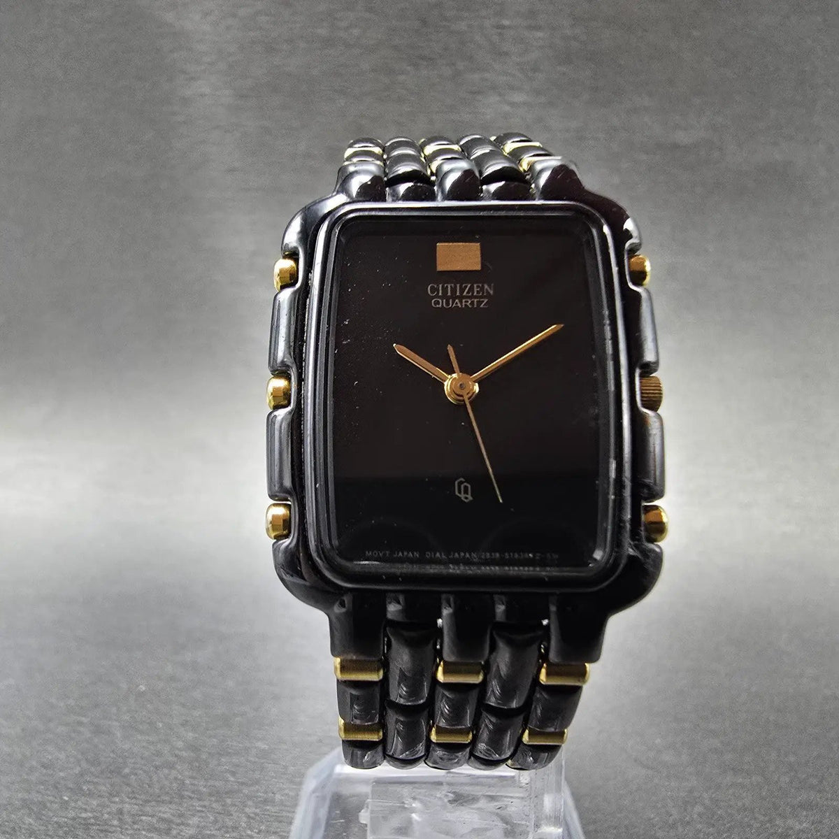 Citizen CQ Tank Watch Men 27mm Black Dial Black&Gold Rectangle 2838-S03810 PARTS6