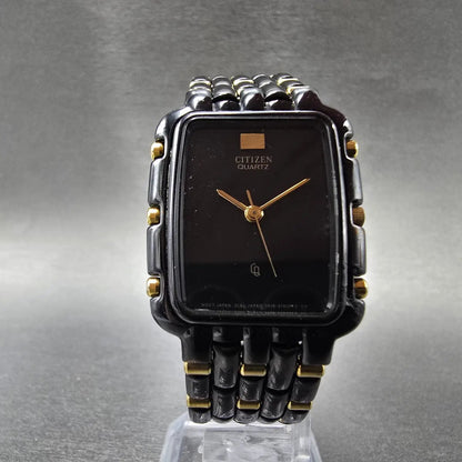 Citizen CQ Tank Watch Men 27mm Black Dial Black&Gold Rectangle 2838-S03810 PARTS6