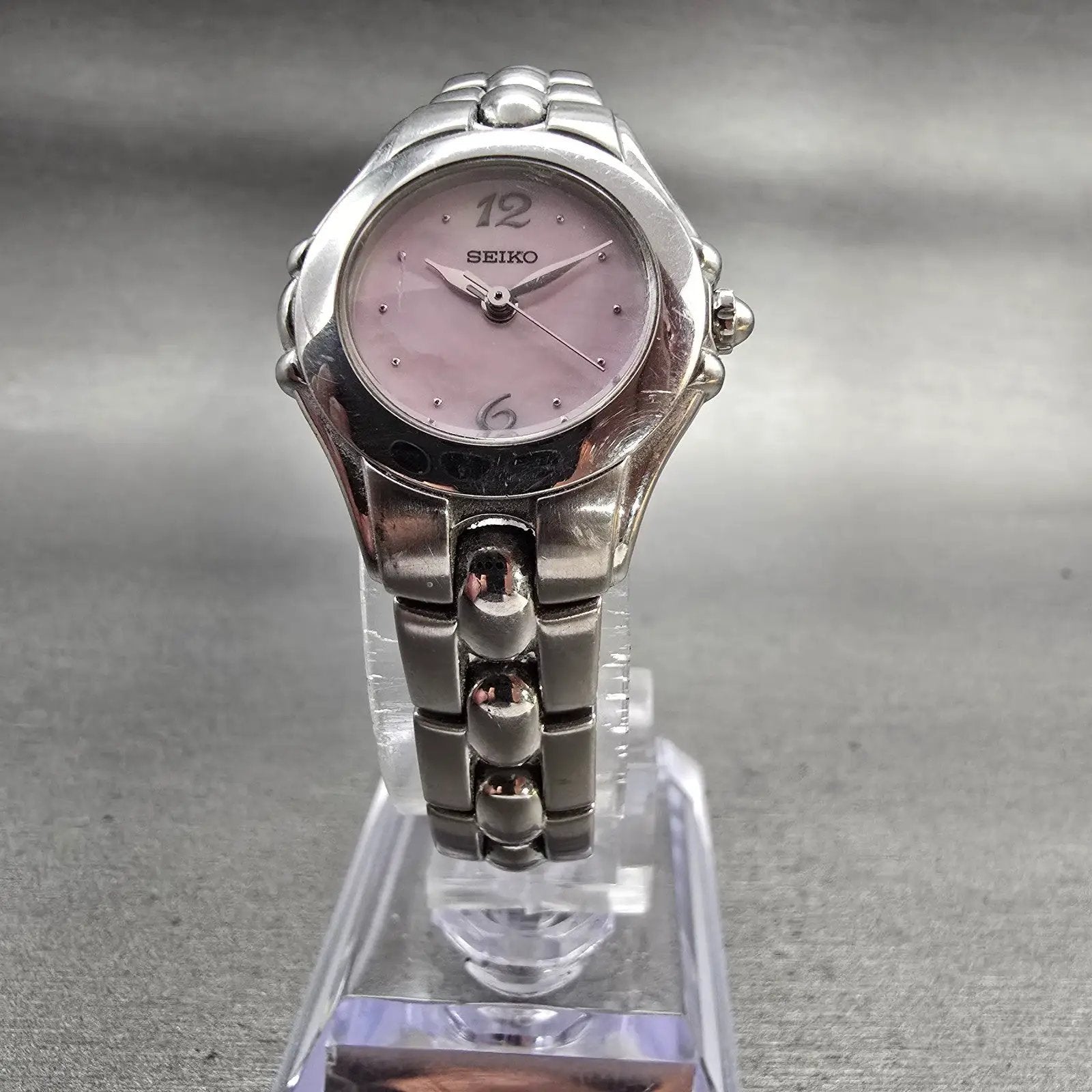 Seiko Watch Women 23mm MOP Dial Silver Tone Round 1N01-0KA0 New Battery Vintage5