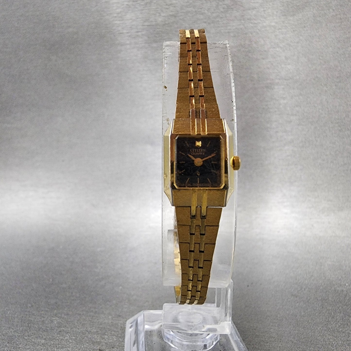 Citizen CQ Tank Watch Women 13mm Black Dial Gold Tone 2250S07521 New Battery5