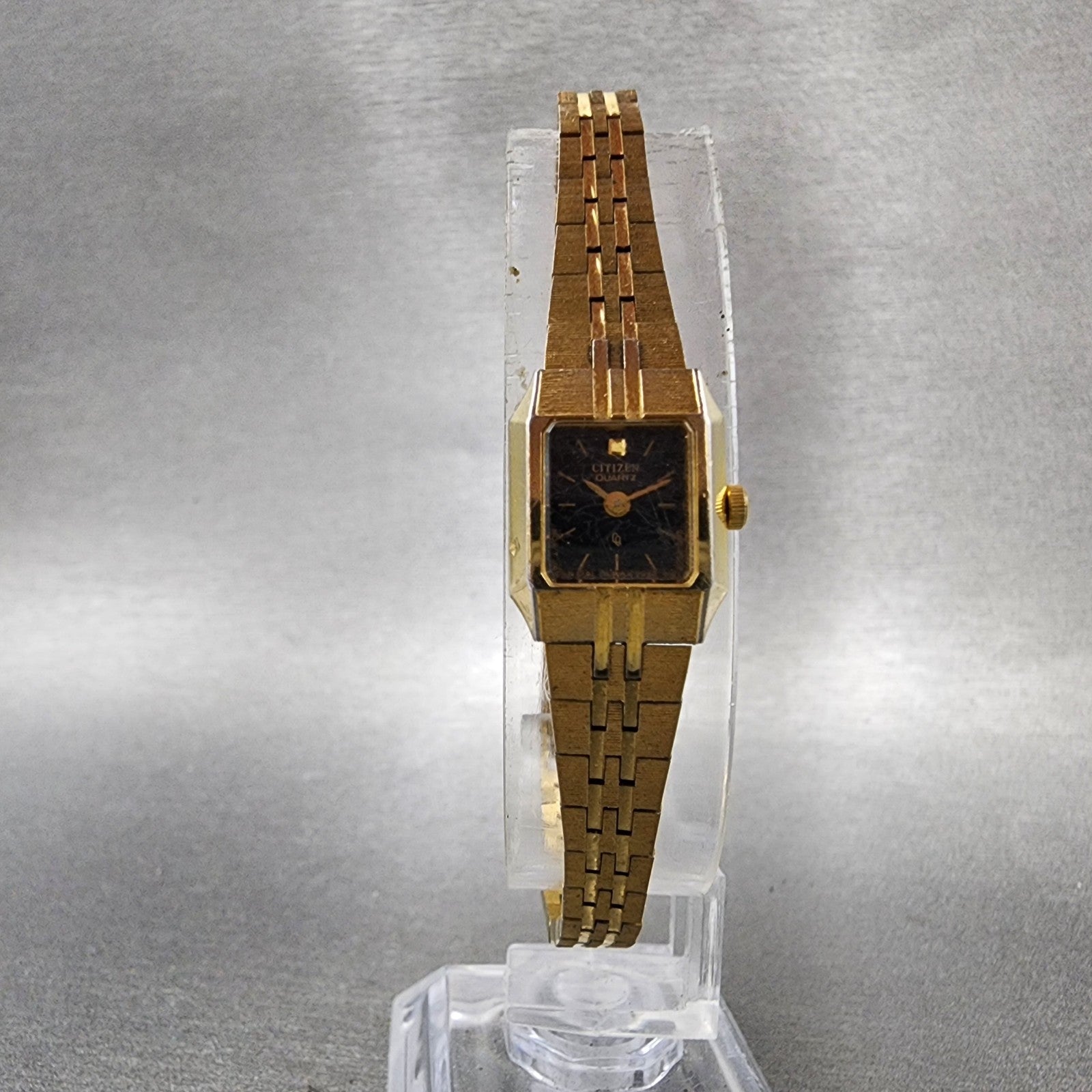 Citizen CQ Tank Watch Women 13mm Black Dial Gold Tone 2250S07521 New Battery5
